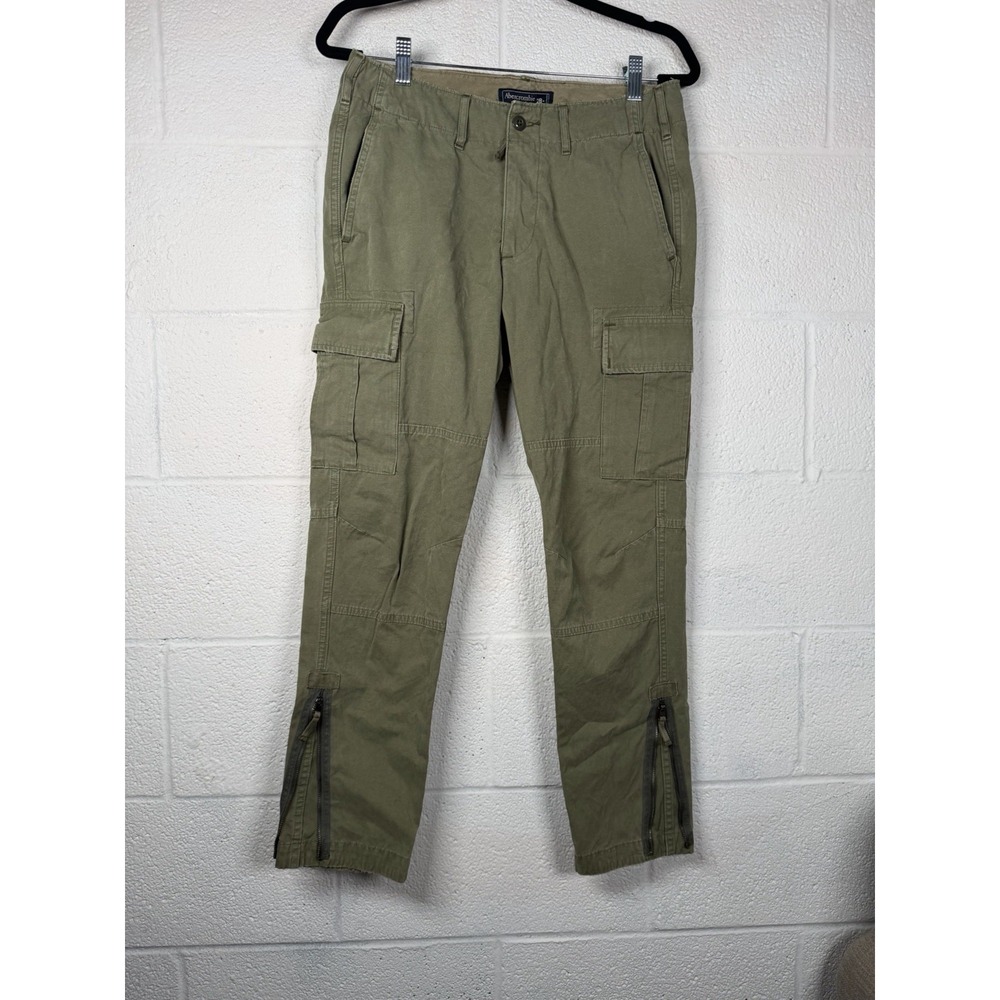 Abercrombie & Fitch Rustin Cargo Pants 28x30 Olive Green Y2K Utility Zip Hem